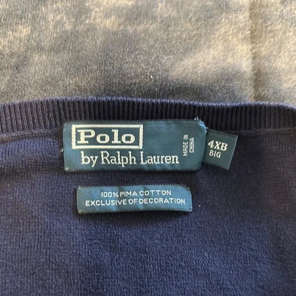 Ralph Lauren Blue V-Neck Sweater with Red Logo - Picture 2 of 3